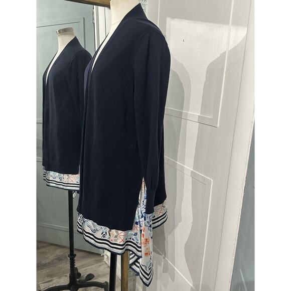 Chicos 1 Scarf Hem Sweater Cardigan Navy Blue Size Medium - Picture 5 of 12
